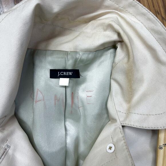 RARE Y2K J.Crew SAMPLE Tailored Trench Coat Classic Khaki Belted Pre-Production - Picture 16 of 16